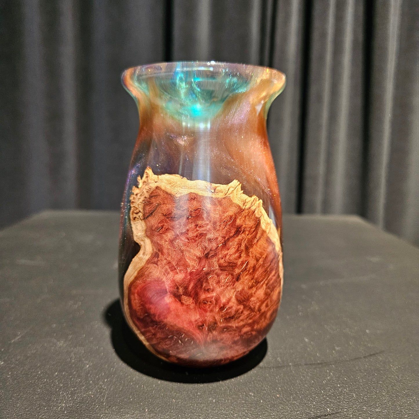 Marlee Wood Burl Bud Vase with Metallic Resin