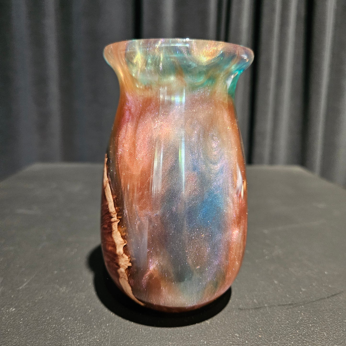 Marlee Wood Burl Bud Vase with Metallic Resin