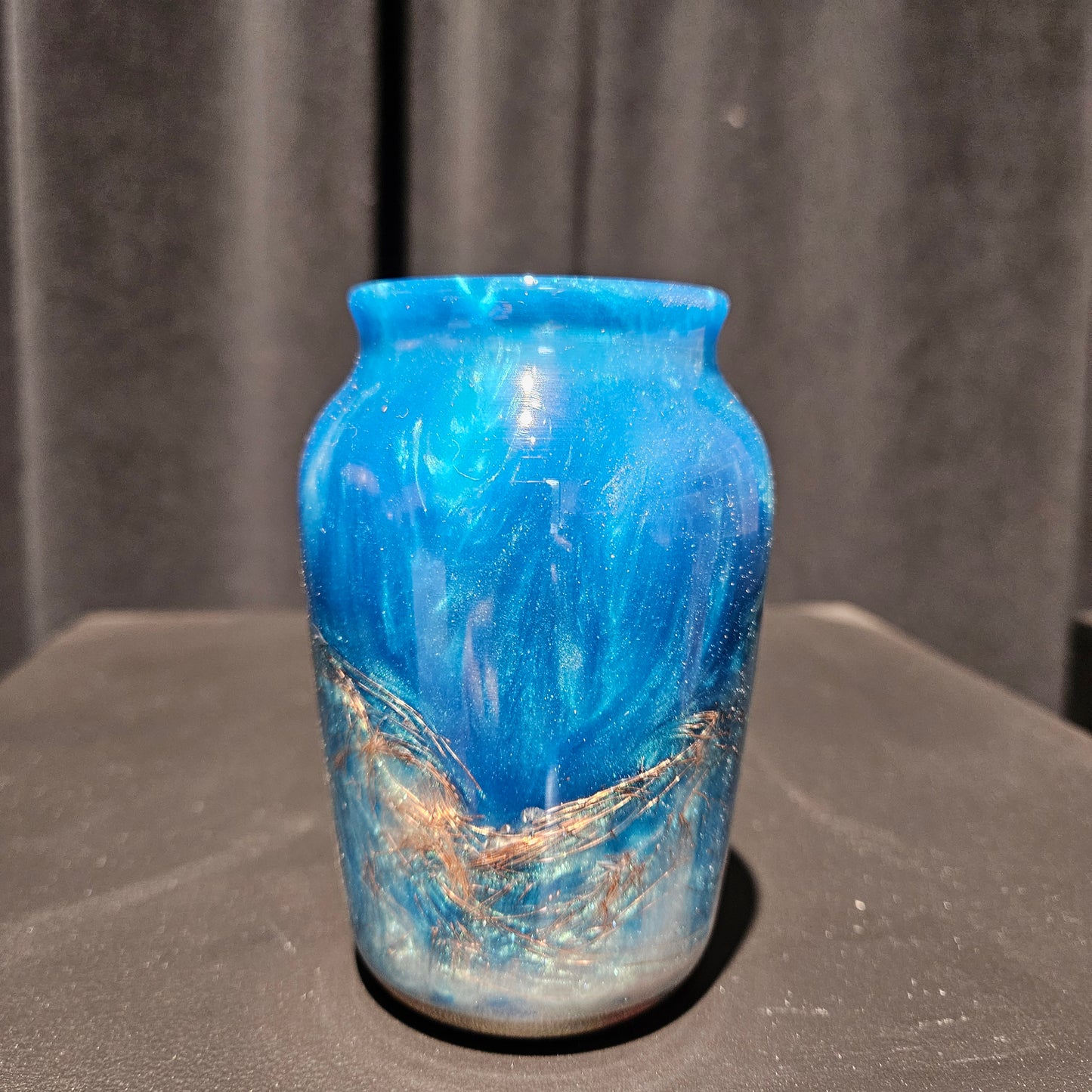 Blue Resin and Copper Bud Vase