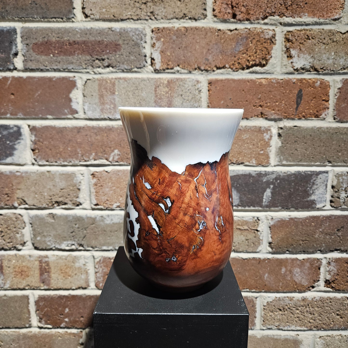 Australian Ironbarl Burl Vase with White resin