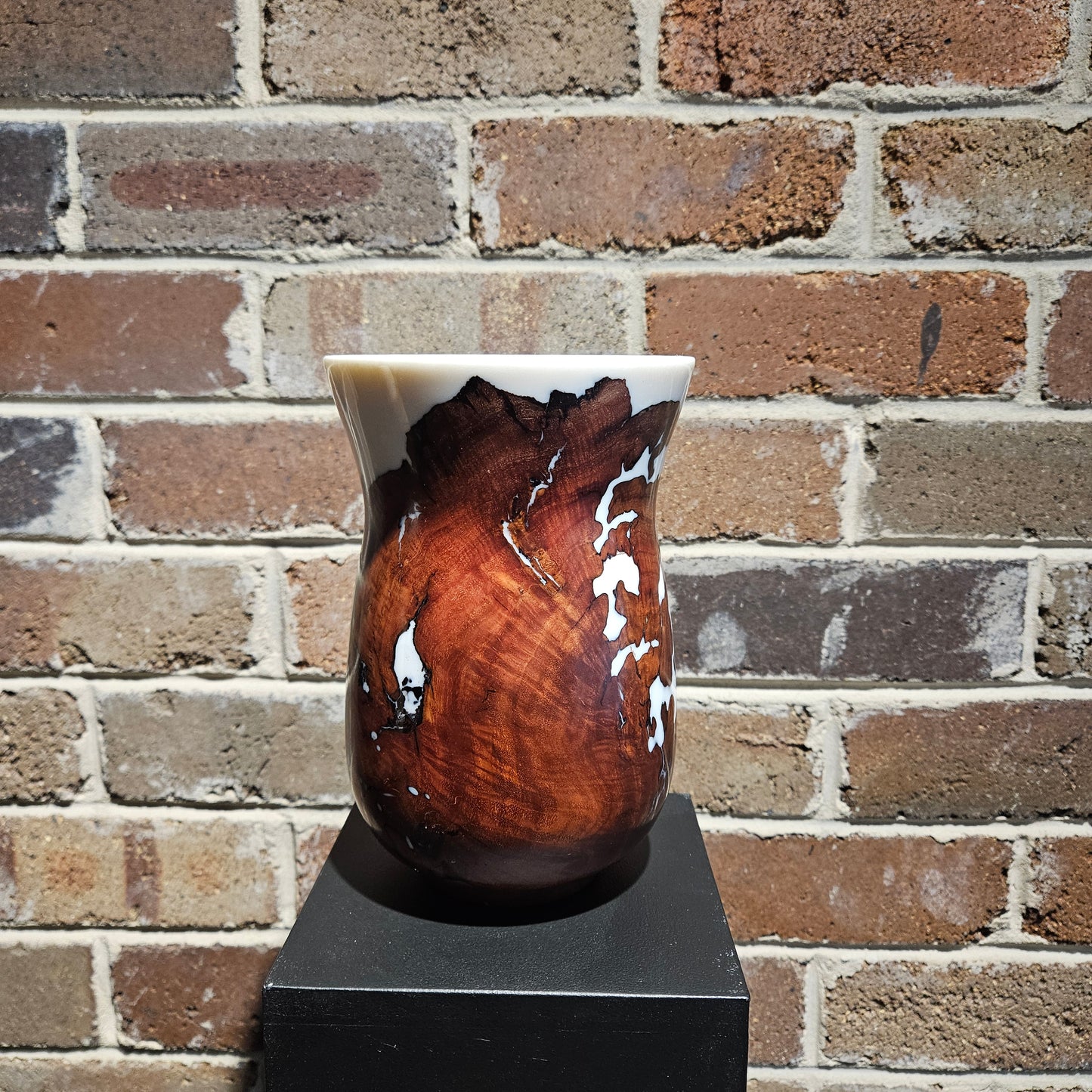 Australian Ironbarl Burl Vase with White resin