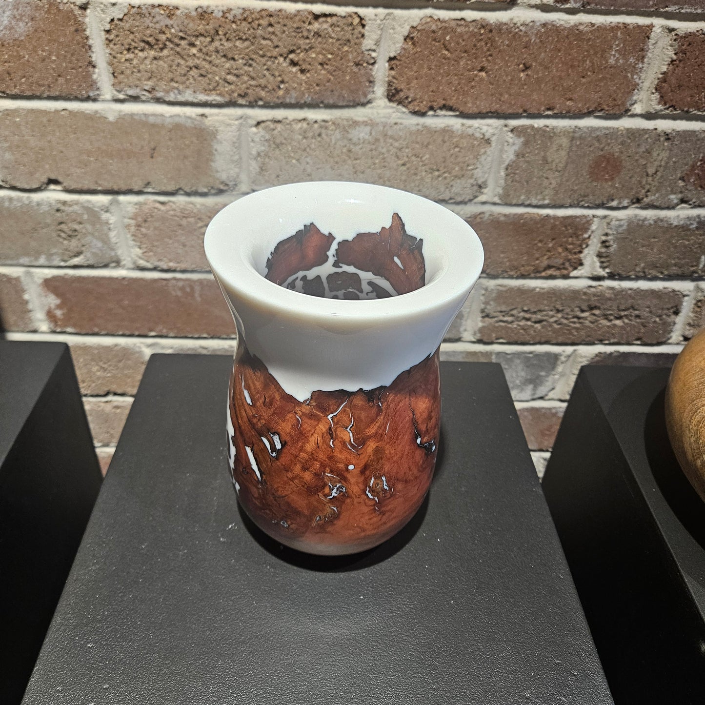 Australian Ironbarl Burl Vase with White resin
