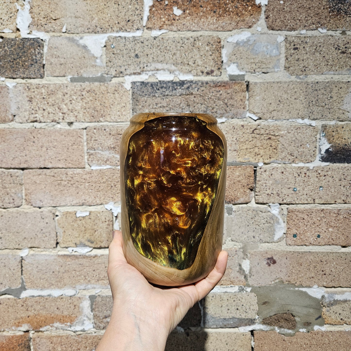 Eucalyptus Wood & Metallic Multicoloured Resin