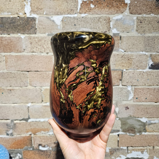 Gold Resin & Ironbark Burl Vase