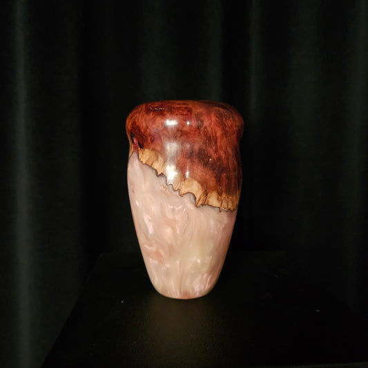 Marlee Burl Wood Vase with Metallic Pastel Pinks
