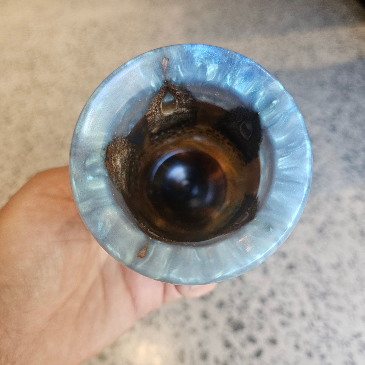 Miniature Pod Vase with Steel blue resin rim