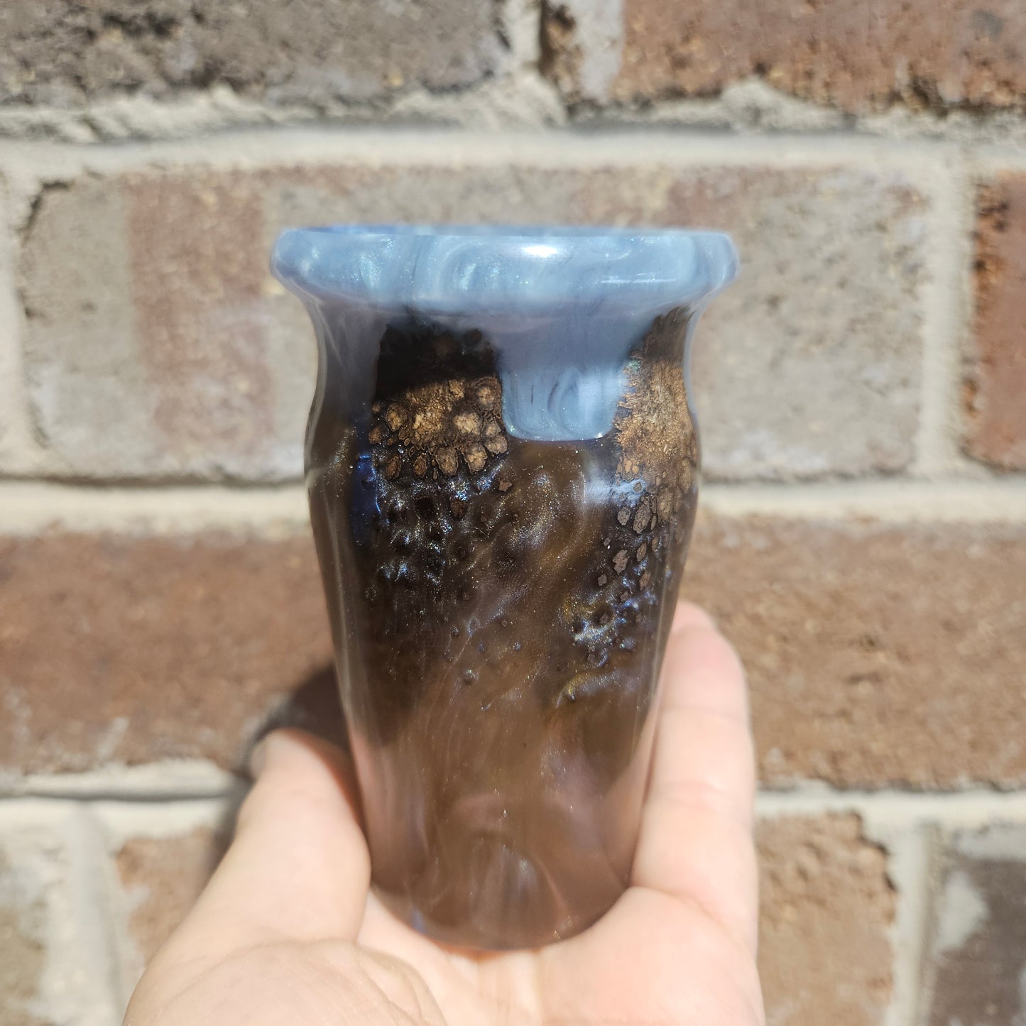 Miniature Pod Vase with Steel blue resin rim