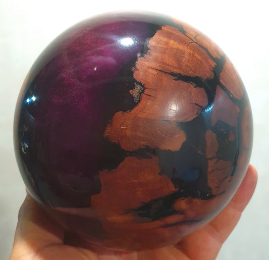 Iron Wood Burl & Purple Resin Sphere
