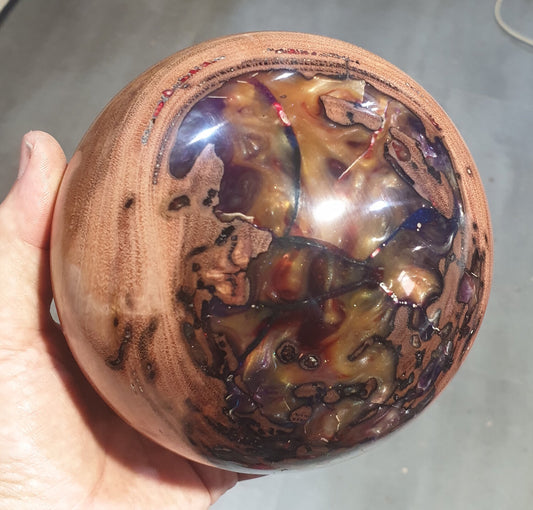 Eucalyptus Wood Sphere with Purple Multi-colours (including stand)