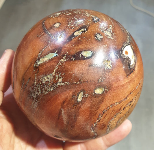 Eucalyptus Wood & White Resin Sphere (including stand)