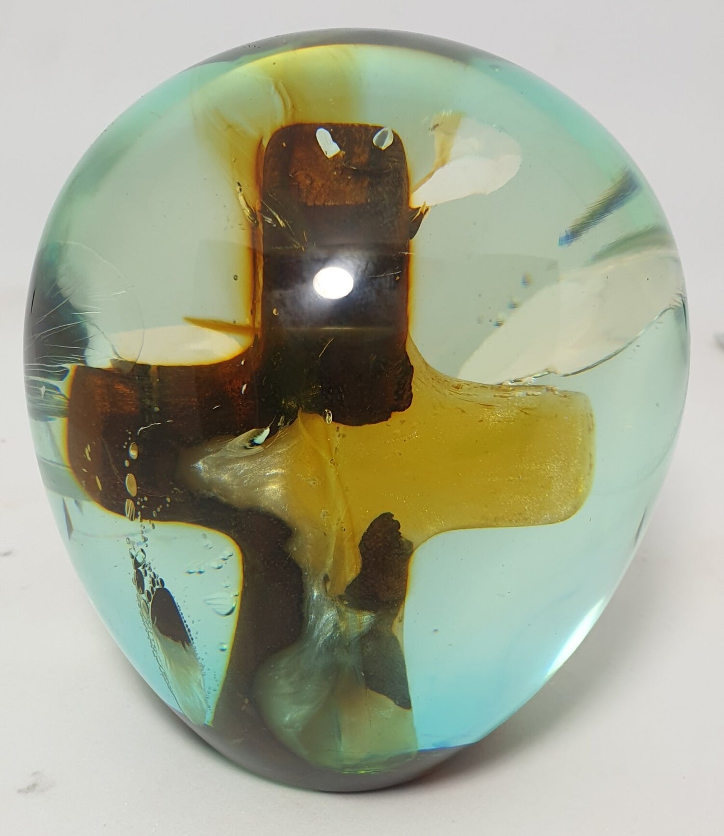 Clear Resin Ornament with Eucalyptus & Resin Cross