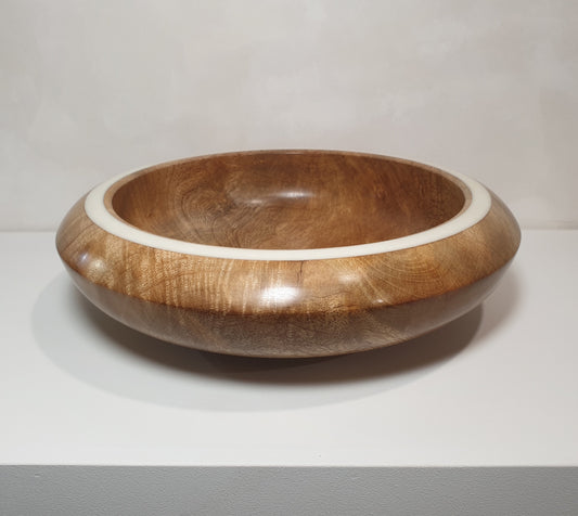 Mango Wood Bowl with White Resin Rim