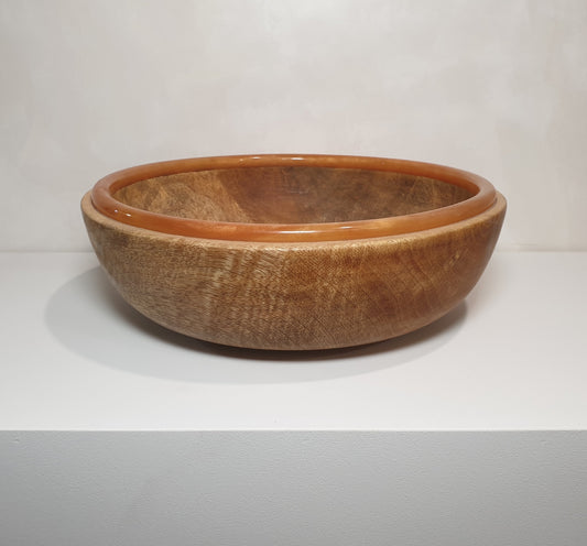 Mango Wood Bowl with Beaded Resin Rim