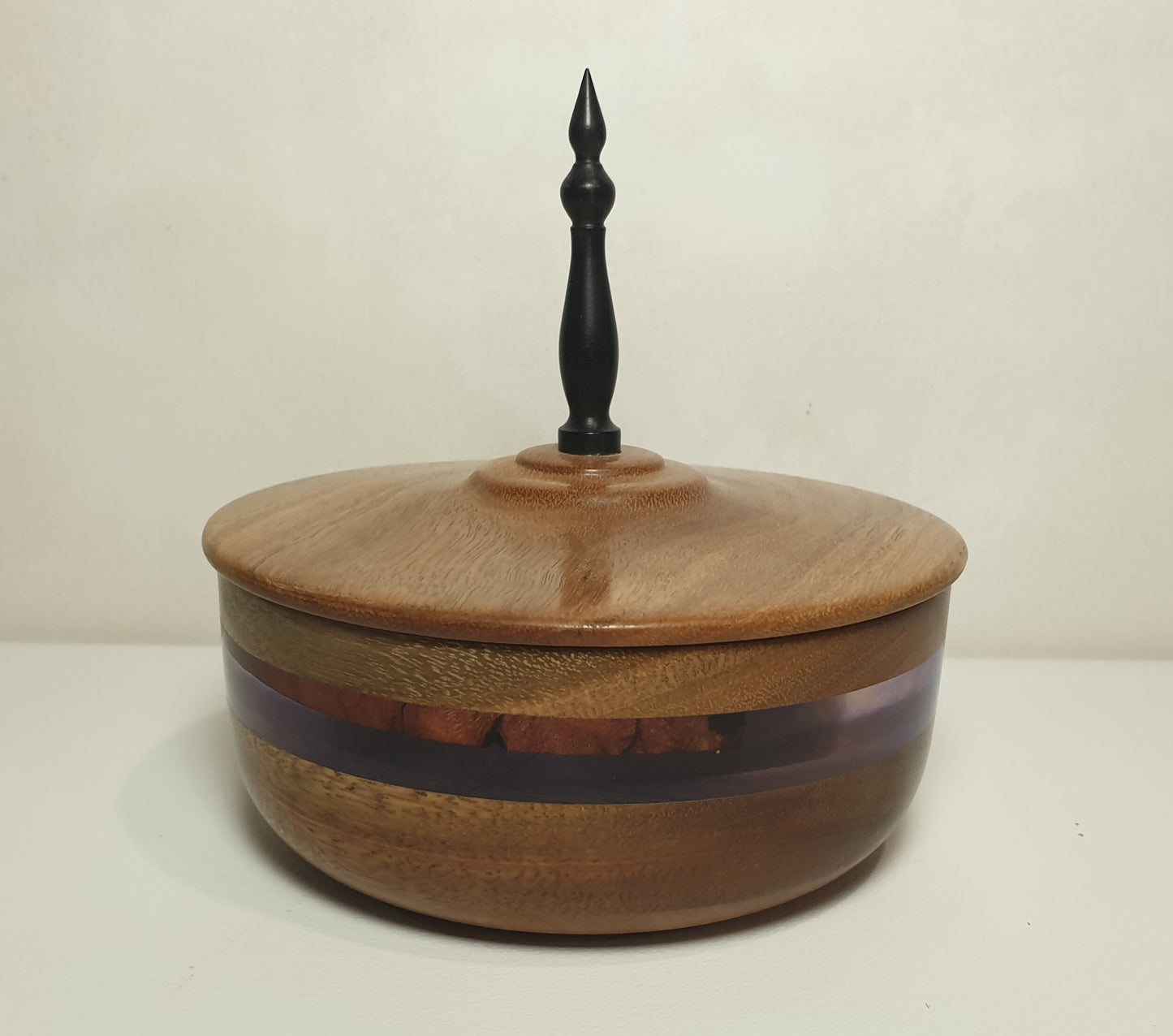 Decorative Lidded Box with Ebony Finial