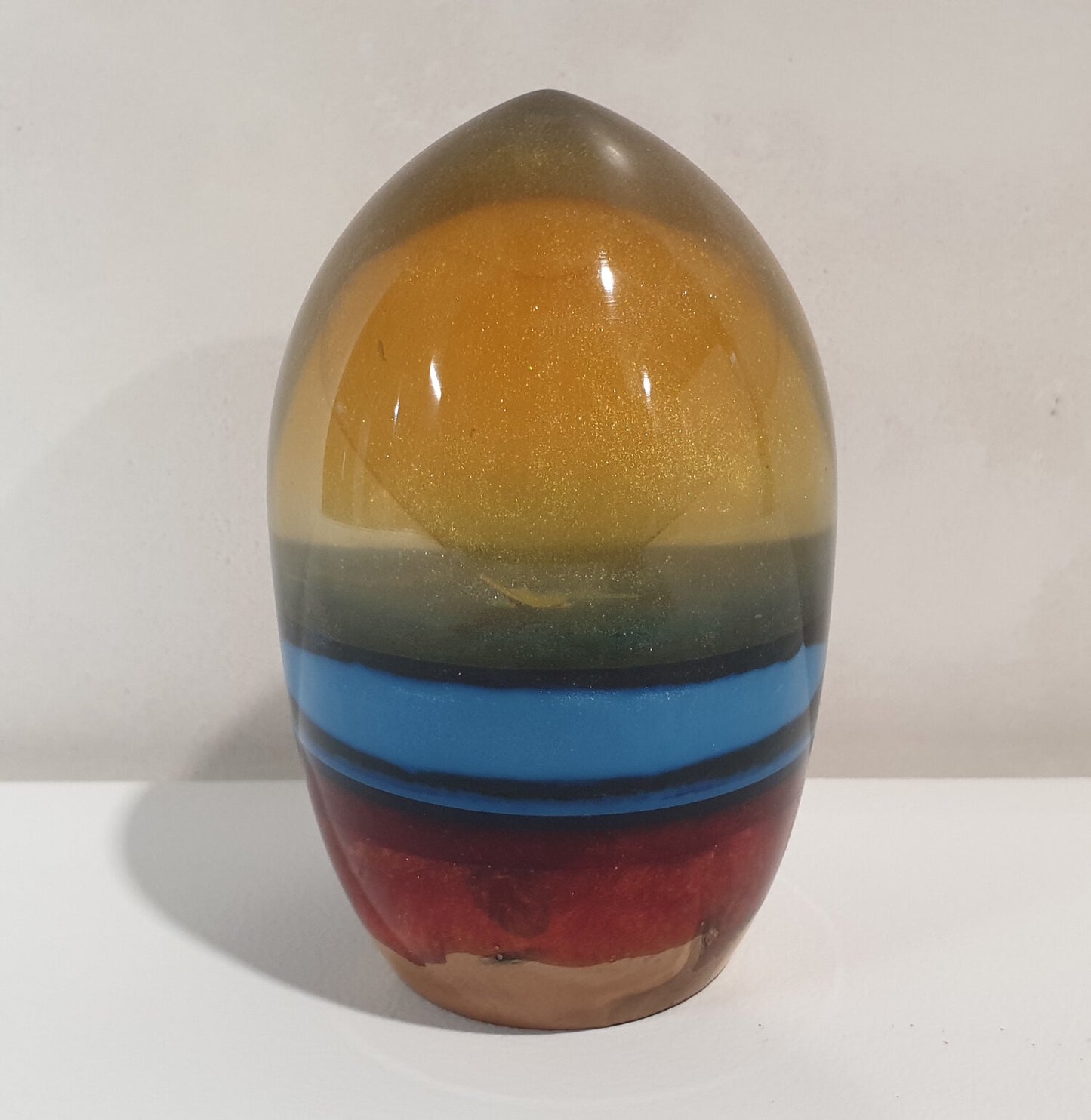 Small Multi-coloured Resin Egg with Yellow Resin Heart