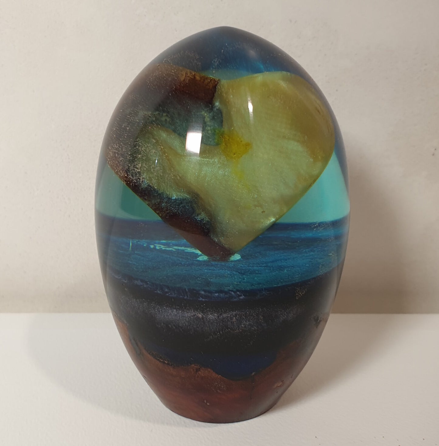 Small Multi-coloured Resin Egg with Resin Heart