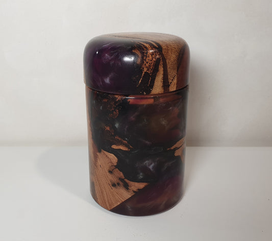 Eucalyptus Wood & Purple Resin Canister