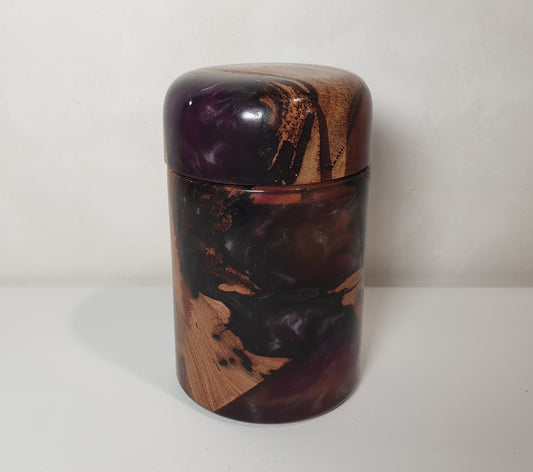 Eucalyptus Wood &amp; Purple Resin Canister