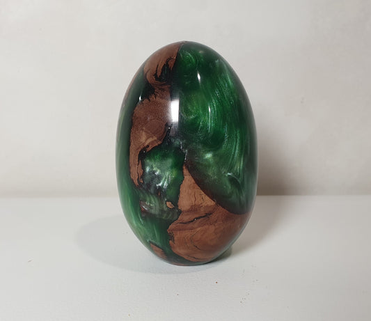 Iron Wood & Emerald Green Resin Egg