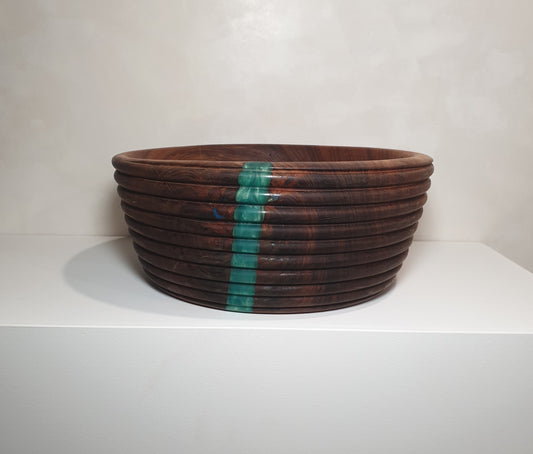 Sally Wattle Beaded Beehive Bowl with Teal Resin
