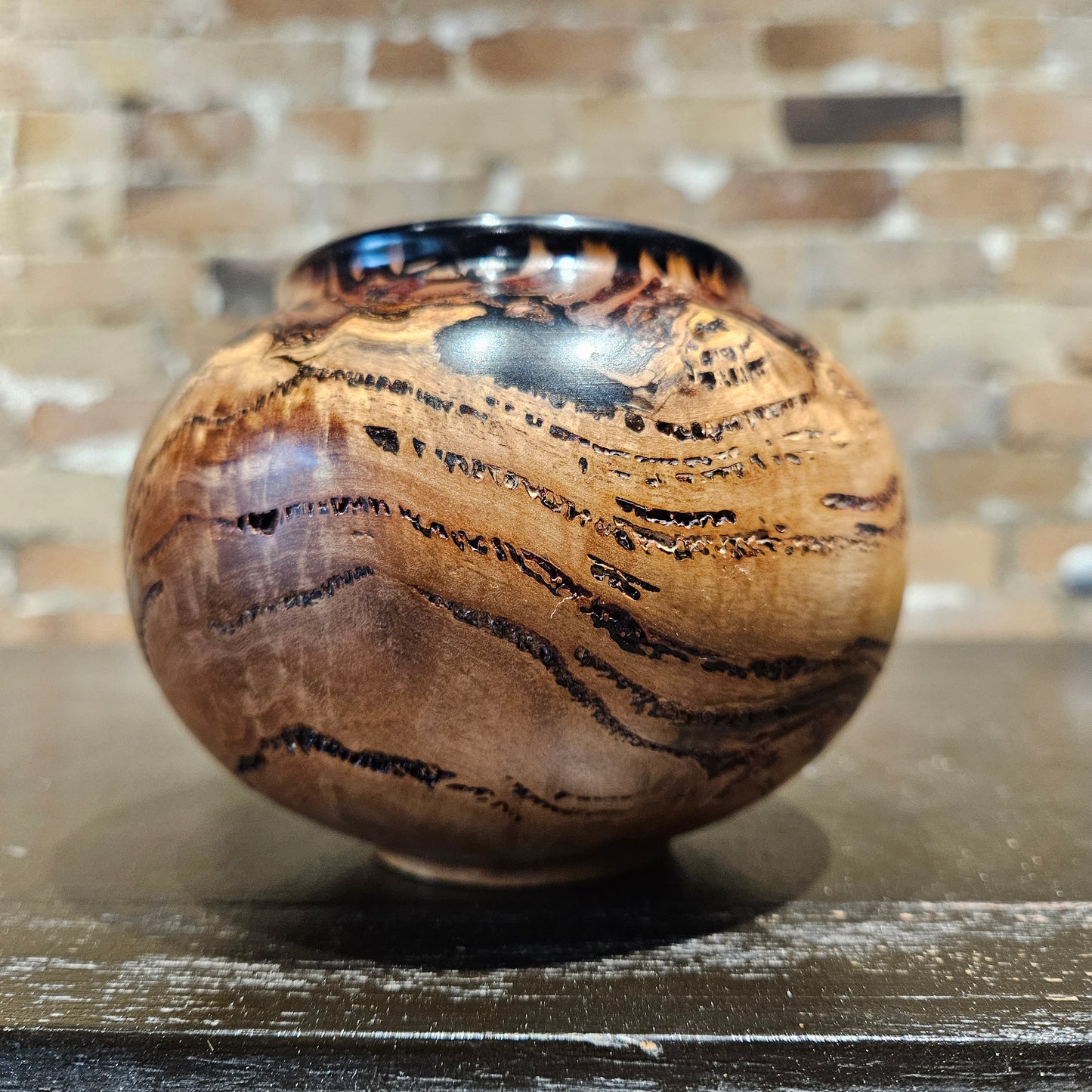 Eucalyptus Burl Bowl- blue/black resin rim