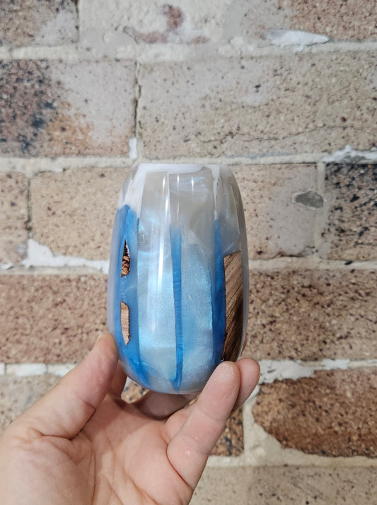 Arctic Blue/White small decorative Vase- (illuminates)