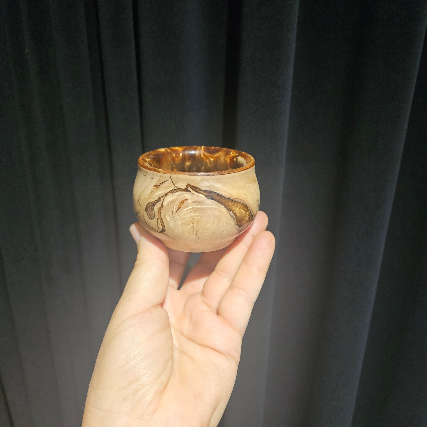 Decorative Marlee Burl Bowl with Red/Gold Resin
