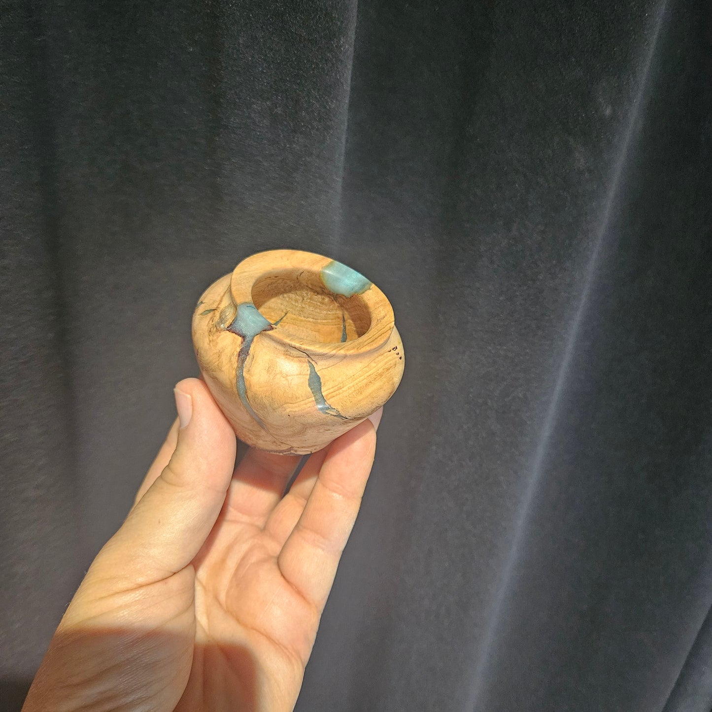 Eucalyptus Miniature Vase with translucent blue resin