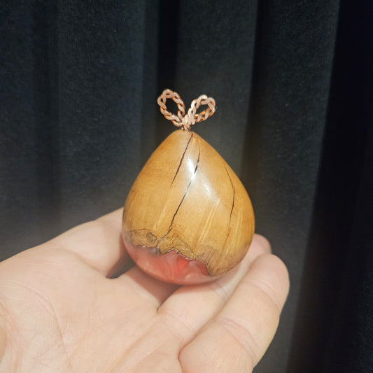 Pear with Copper Stem and pink pearlescent Resin