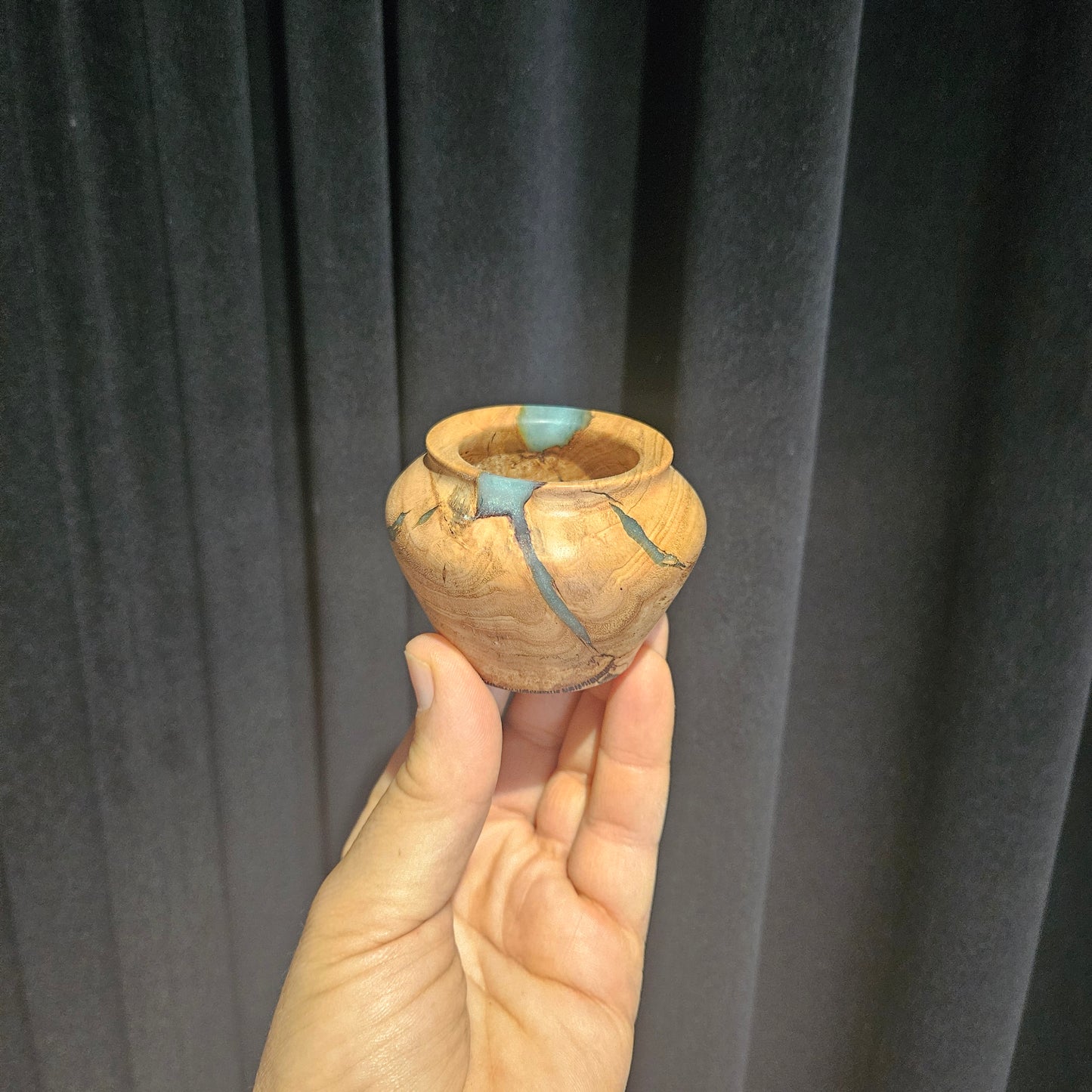 Eucalyptus Miniature Vase with translucent blue resin