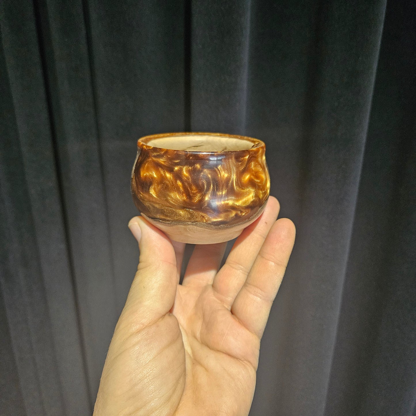 Decorative Marlee Burl Bowl with Red/Gold Resin