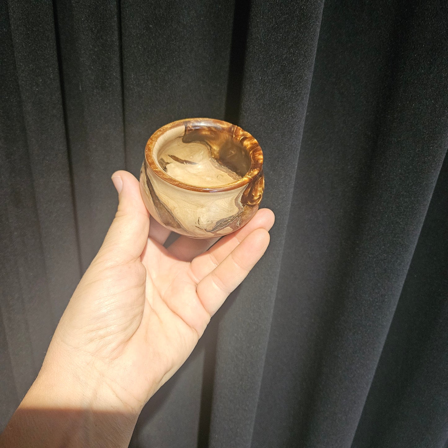 Decorative Marlee Burl Bowl with Red/Gold Resin