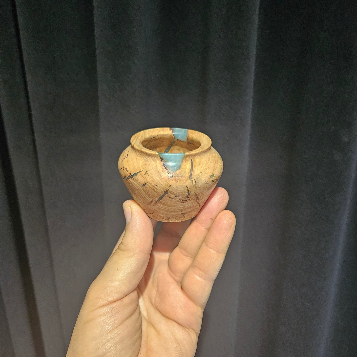 Eucalyptus Miniature Vase with translucent blue resin