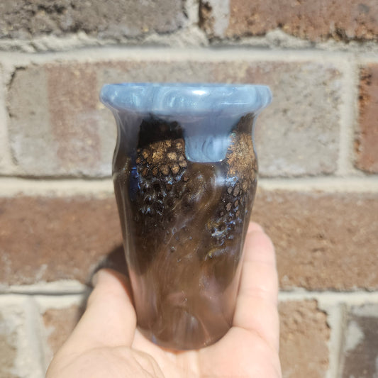 Miniature Pod Vase with Steel blue resin rim