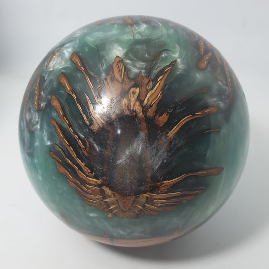 Pine Cone & Teal Resin Sphere