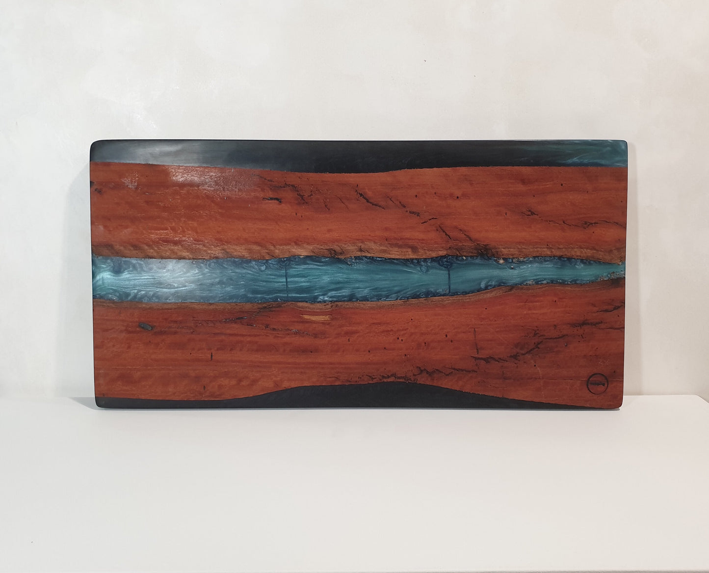 Iron Wood &amp; Blue/Grey Resin Chacuterie Board