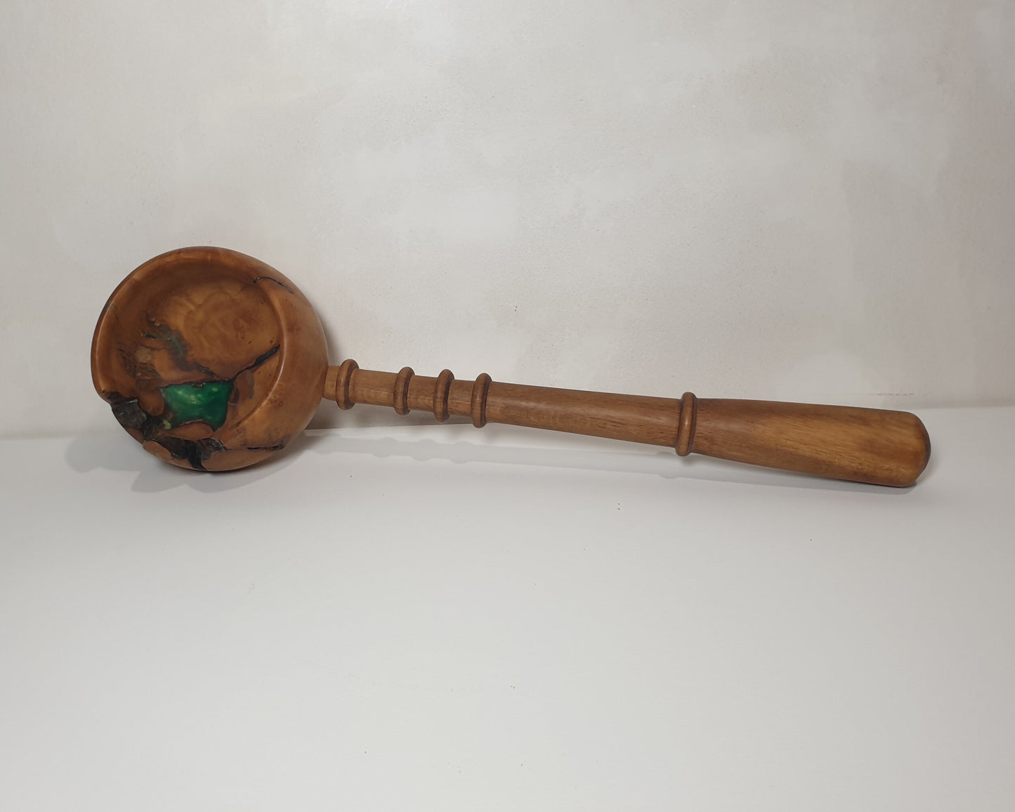 Olive Wood Ladle with Green Resin inclusion