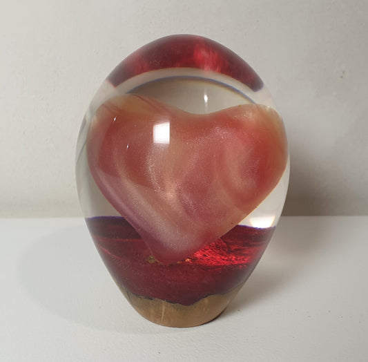 Small Resin Egg with Pink Resin Heart