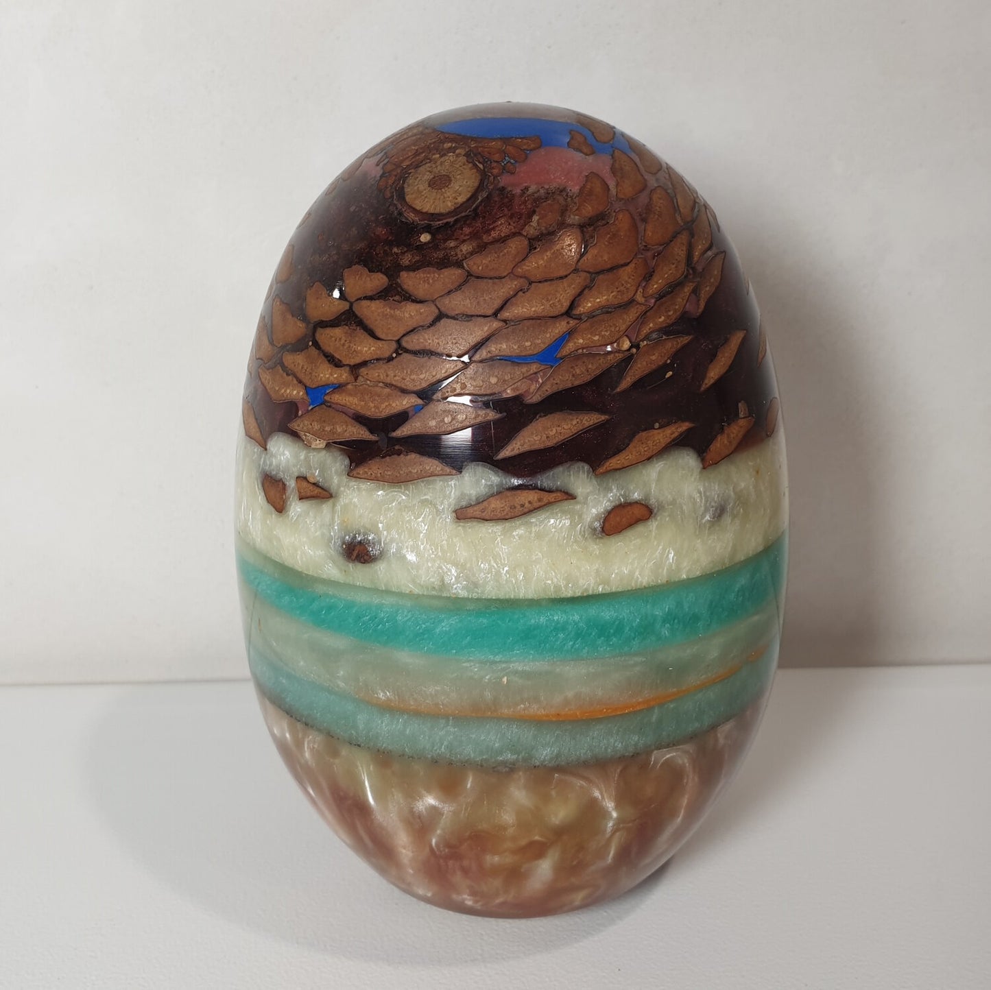 Pinecone & Multi-coloured Resin Egg