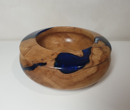 Olive Wood Bowl & Blue/White Resin