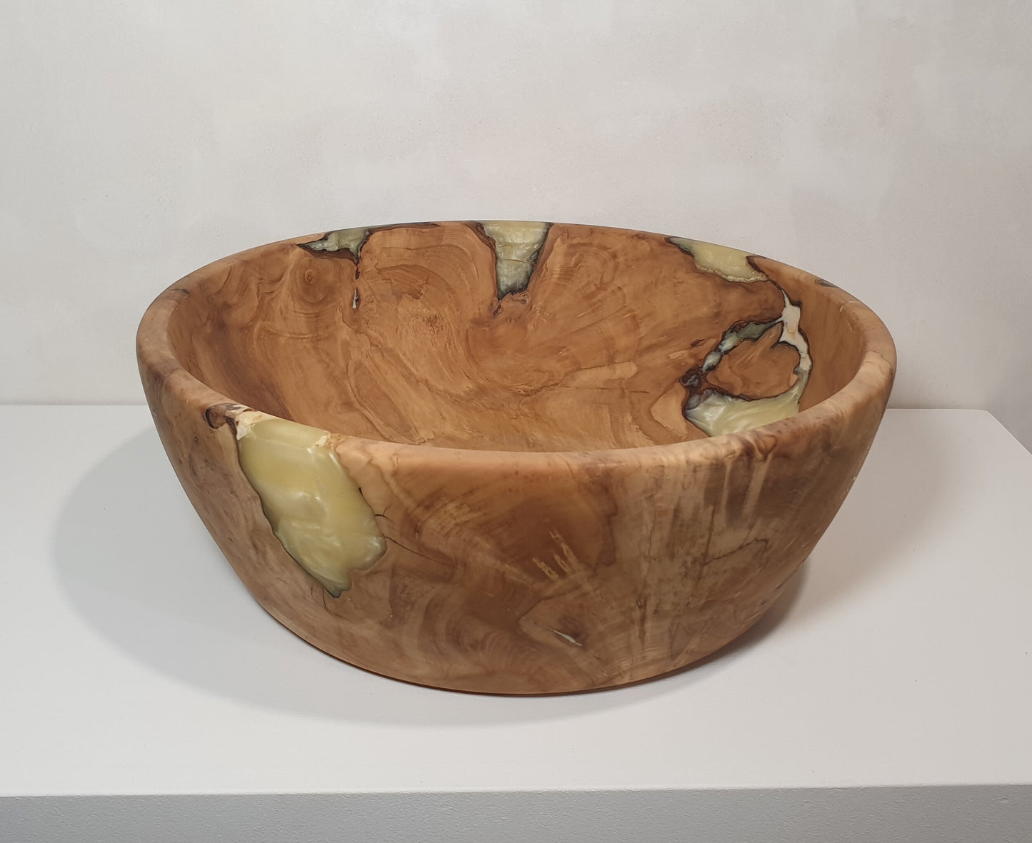 Olive Wood Bowl & Pearl White Resin